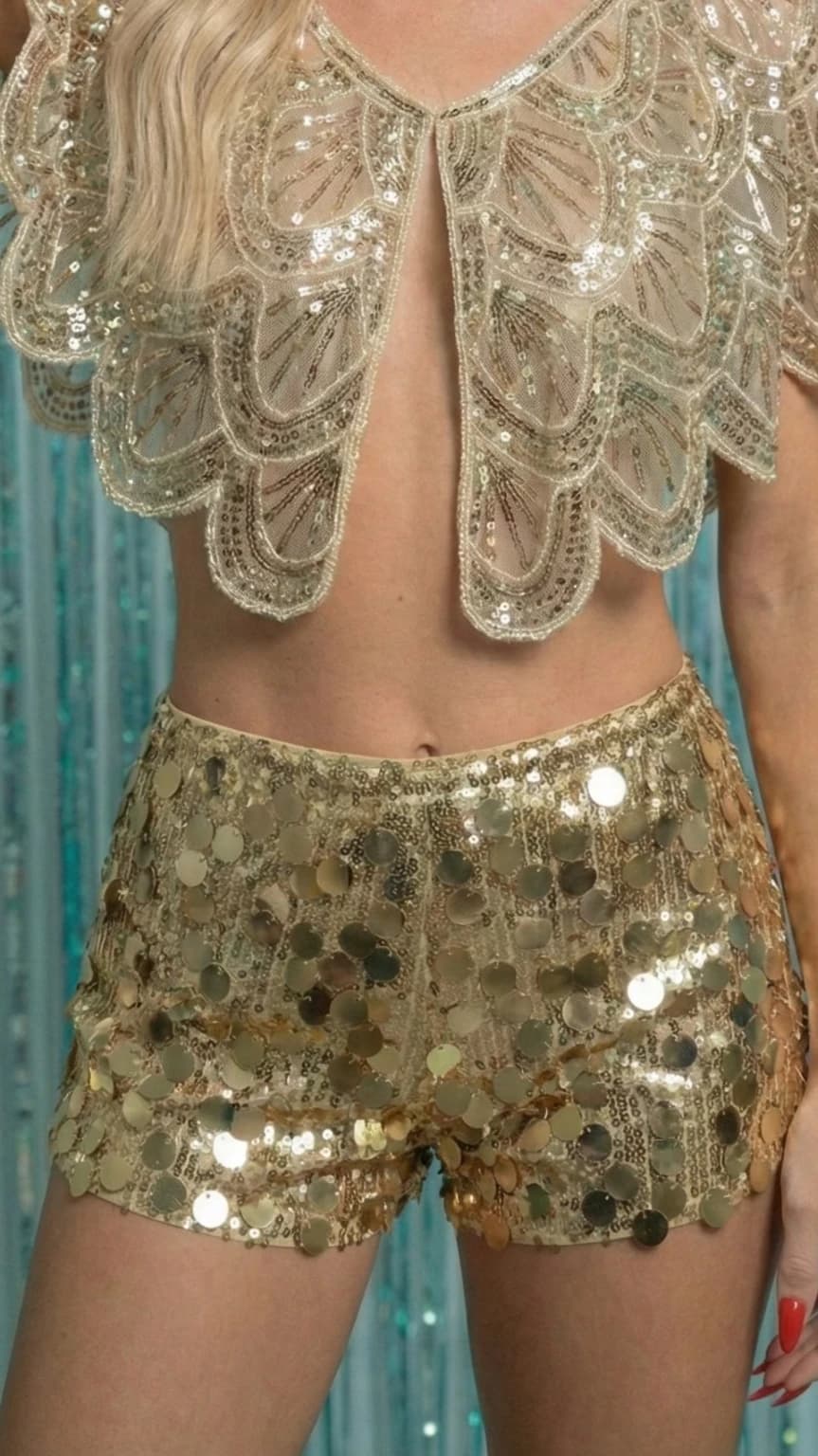 Mini Short Com Paetês E Lantejoulas Maxi