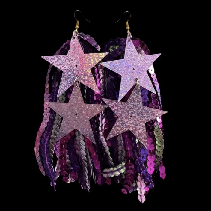 Brinco Estrelas Lilás Star Fringe