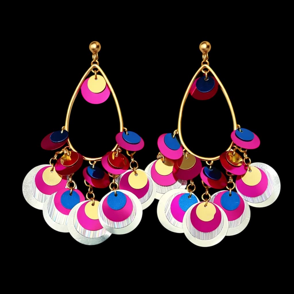 Brinco Gota Metal Mix Lantejoulas